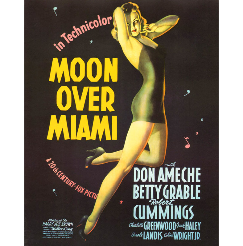 Lune sur Miami, H 18 po x l 14 po