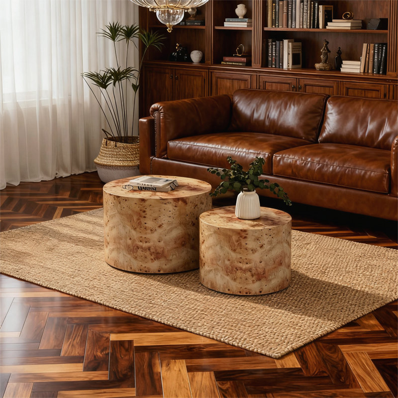 Ensemble de 2 tables basses gigognes, Natural Wood