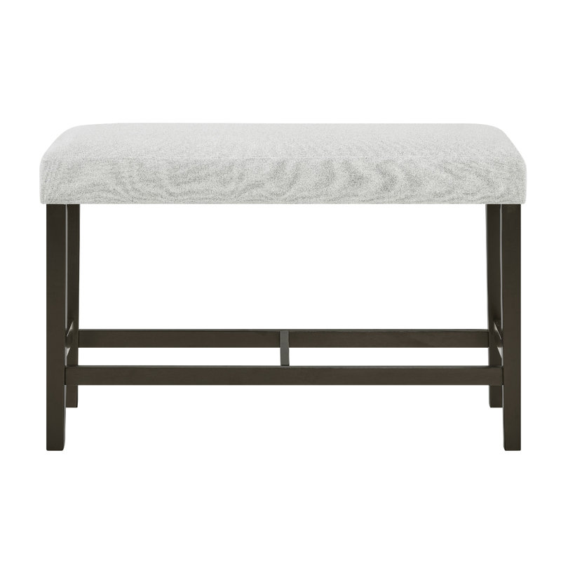 Risa Counter Height Bench, Gray Polyester Memory Foam Seat, Brown 40 Inch