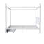 Grand lit plateforme tapissier avec tête de lit et 2 tiroirs de rangement, blanc, conception peu encombrante