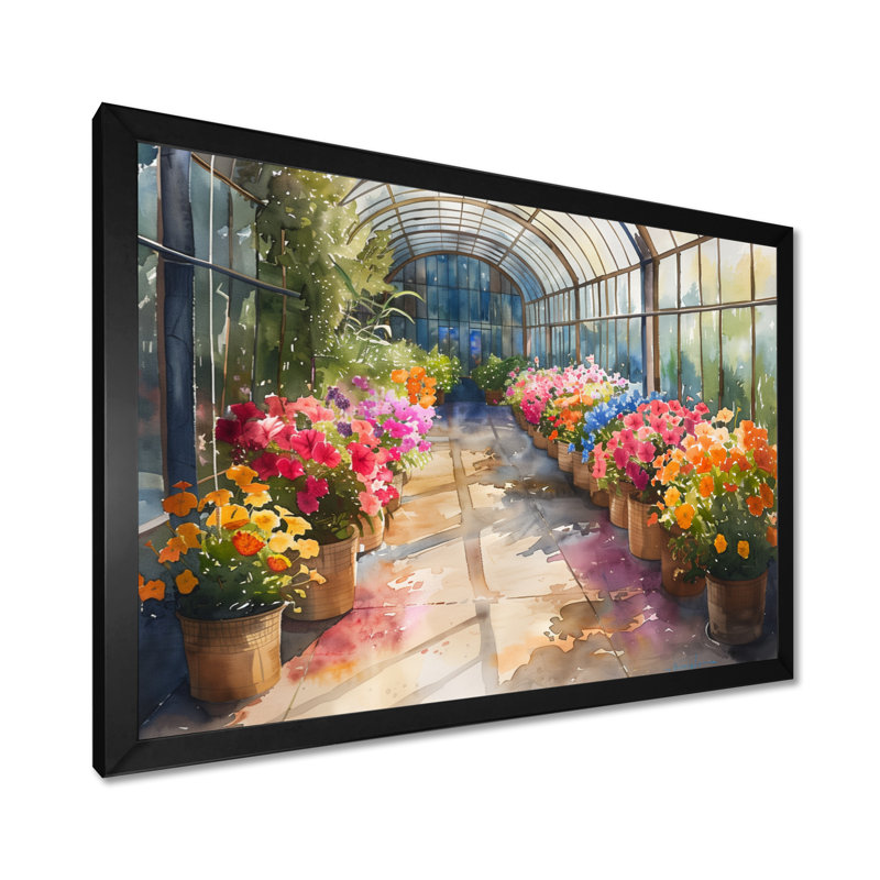 «Pink Orange Blooming Botanical Flowers - Flowers», reproduction d'art murale, Cadre pour photo simple noir, bois massif