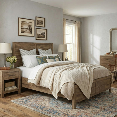 Queen Bed Frame with Panel Headboard