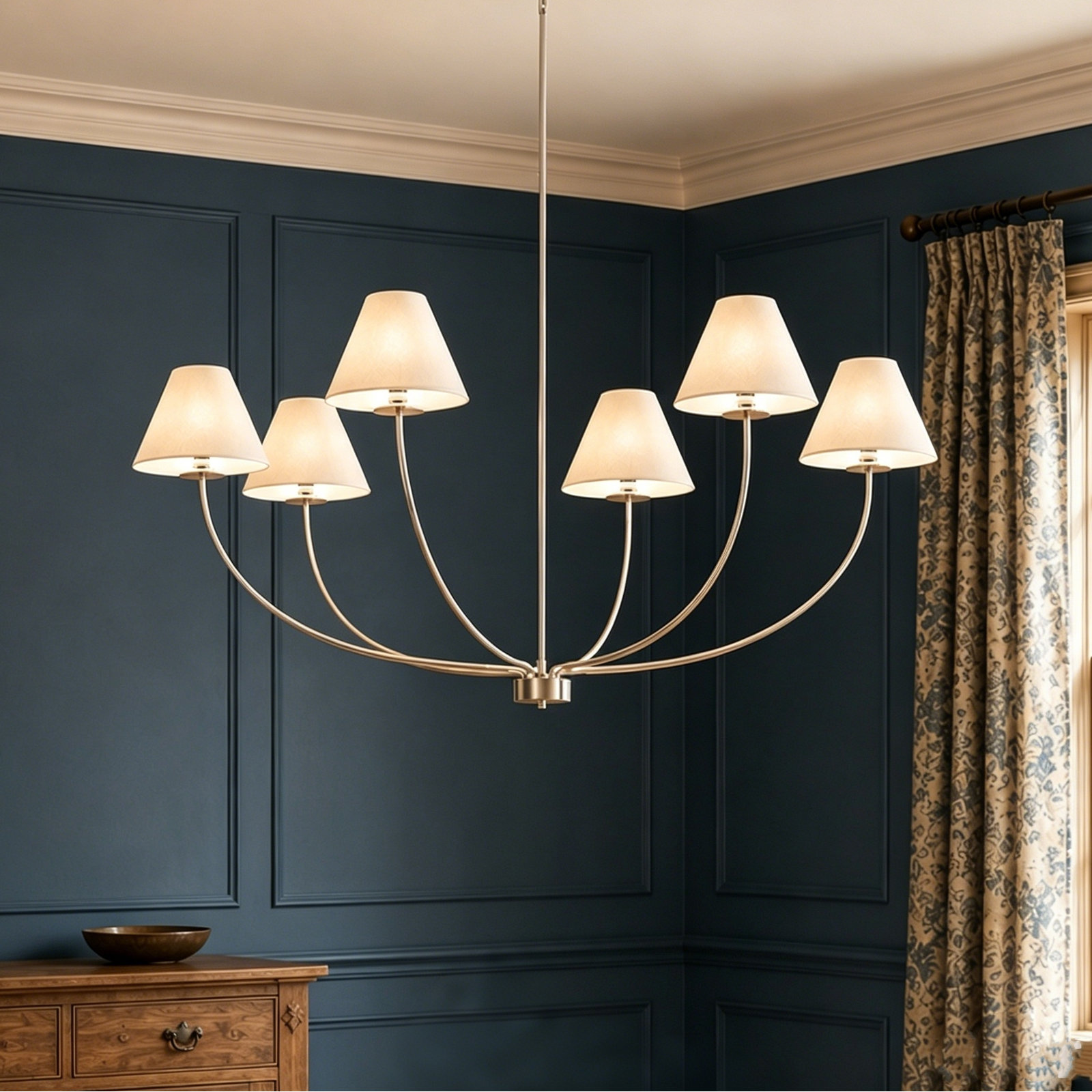 Roverta 6-Light Dimmable Chandelier, Silver