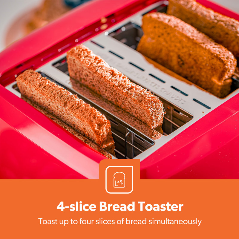 GEEPAS 4 Slice Toaster 6 Browning Levels with 2 Controls, Cancel Function 2 Removable Crumb Trays 1400W