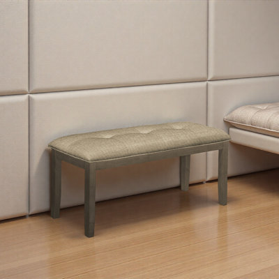 Banc pratique durable, 44 po rectangulaire, salle à manger, entrée, cuisine, couloir, revêtement, bois, tissu, bois massif, transitionnel