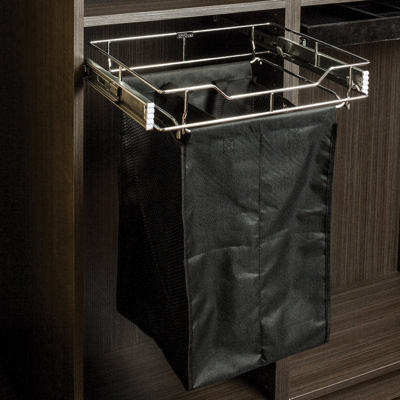 Metal Laundry Hamper with Handles, Large (22.5"H x 23"W x 18"D), Polished Chrome