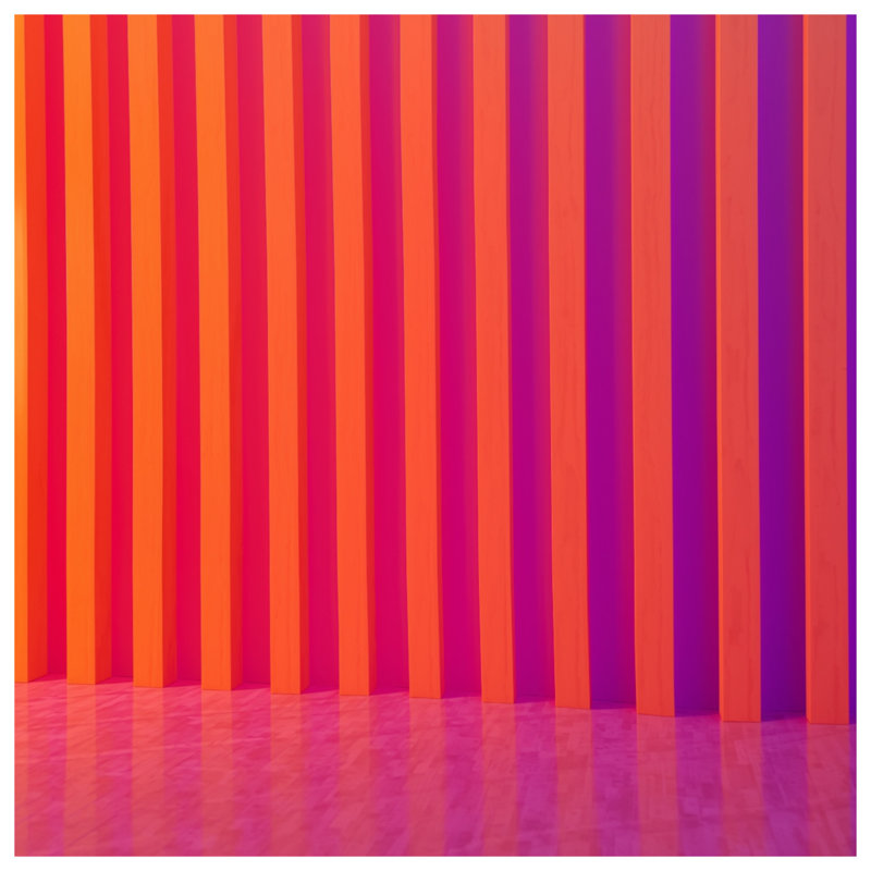 Édredon orange à rayures mauves, Très grand lit