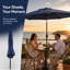 Parasol de patio 7,5 pi avec manivelle et inclinaison, bleu, 6 côtes, polyester imperméable, sans la base du parasol-131124788