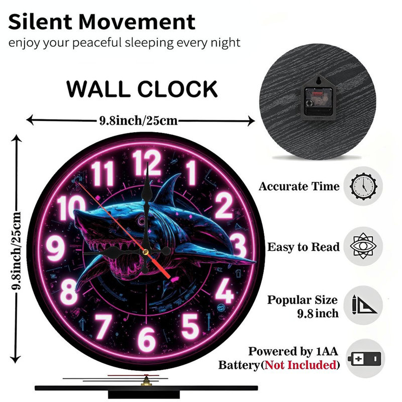 Shark Neon Wall Clock