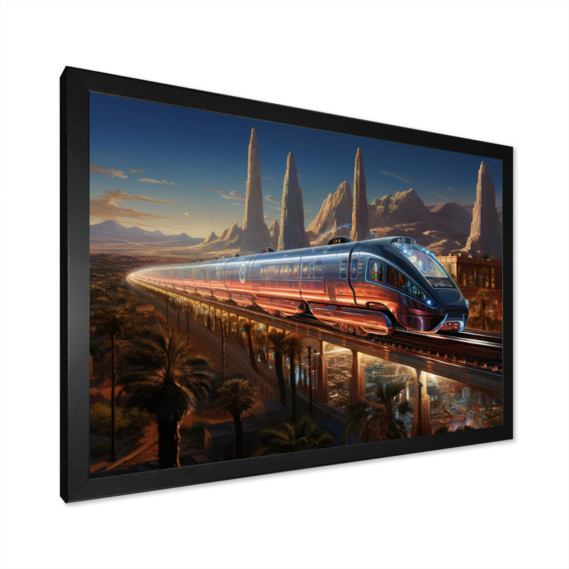 Colourful Train From The Future I - Transportation Canvas Prints, H 24 po x l 32 po x P 1 po, Cadre photo noir