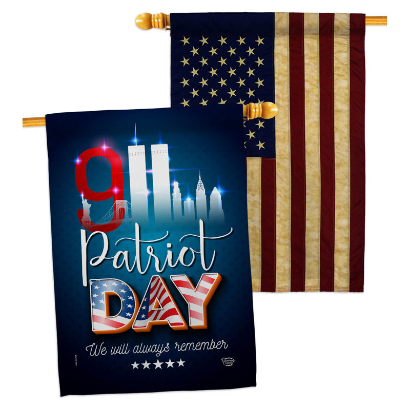 Drapeau de maison en polyester à 2 faces 911 Souvenir honorable 28 x 40 po