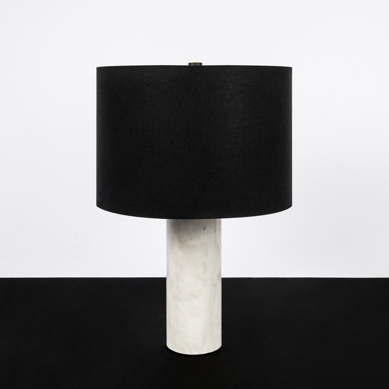 Lampe de table cylindrique en marbre blanc