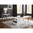Sleek White And Silver Coffee Table With High Gloss Metal Elements Rectangular In Frame Storage