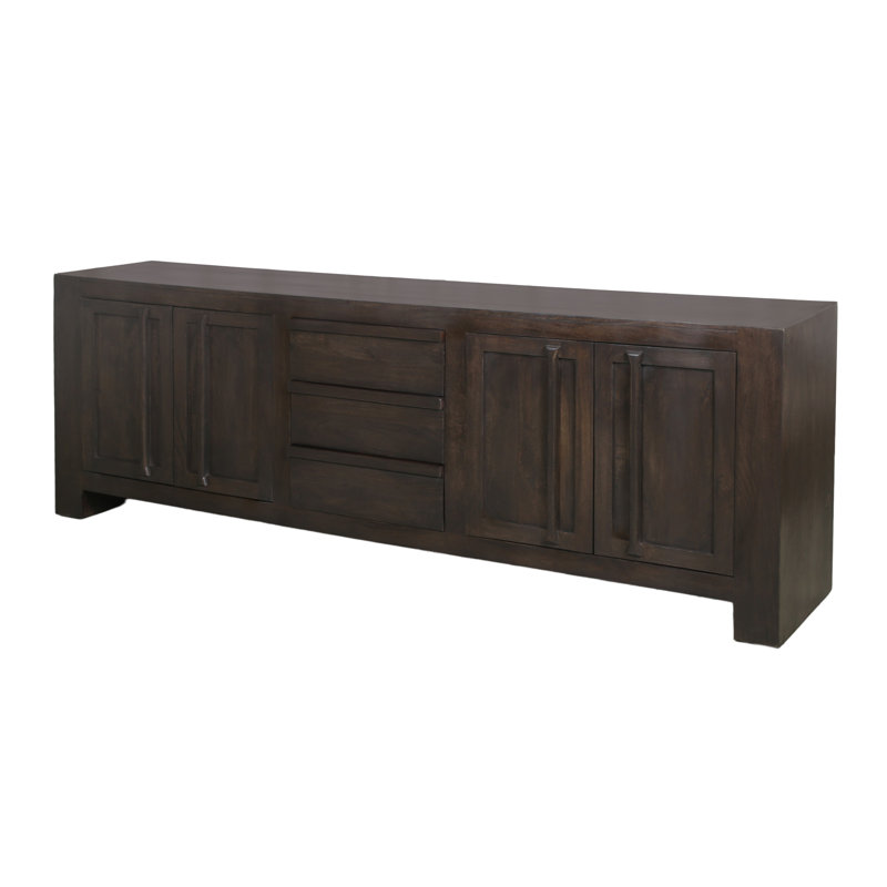 Jaden Sideboard With 3 Drawers And 4 Doors In Charred Ember Finish, Brown