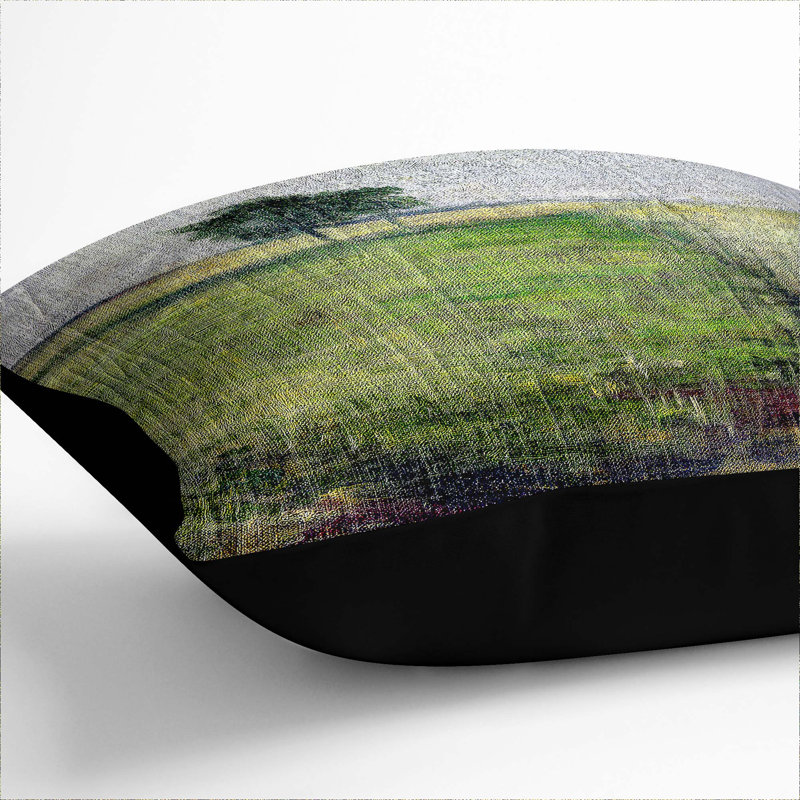 Trees in the Fields by Kuroda Seiki Cushion with Filling, Black, 55cm H x 55cm W x 20cm D