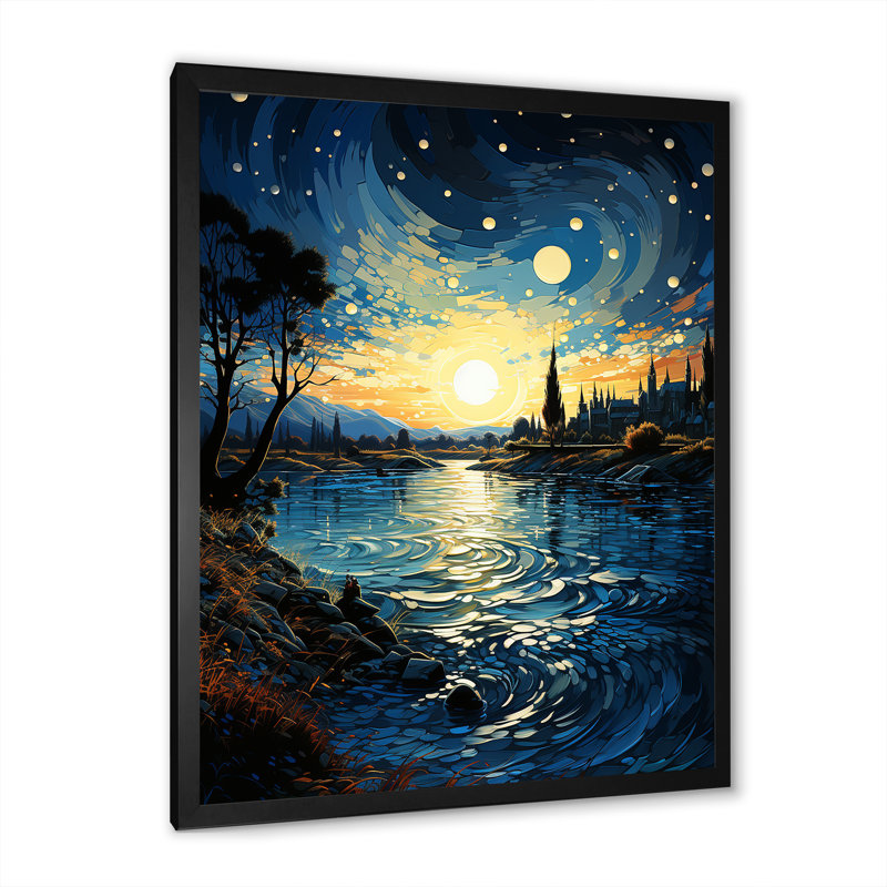 «Sandara The Starry Night Over The Rhone IV», reproduction sur toile, H 40 po x l 30 po x P 1,5 po, Cadre photo noir