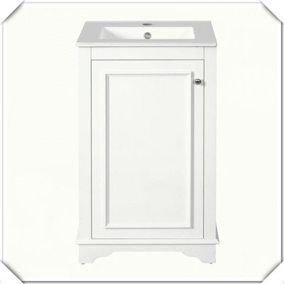 Meuble-lavabo autoportant moderne avec lavabo en céramique et tablette ajustable