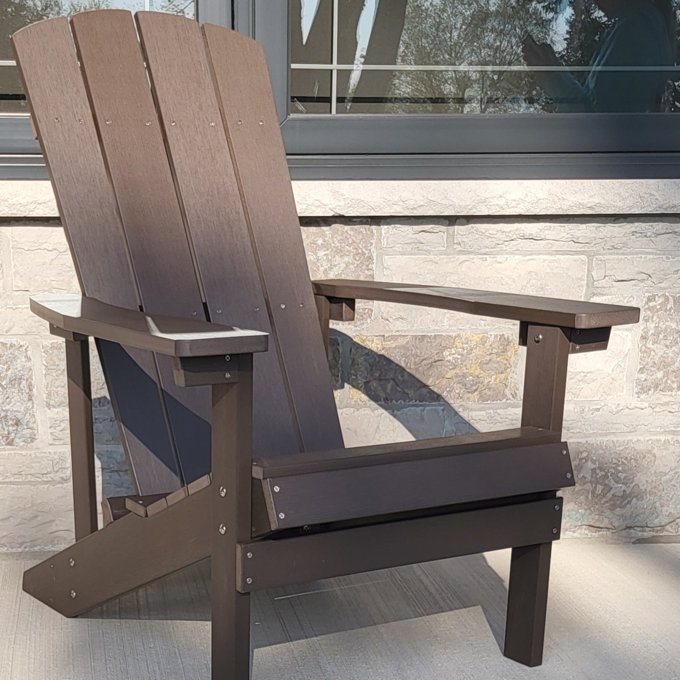 Younts Outdoor HIPS Plastic Adirondack Chair Modern Patio - Coffee