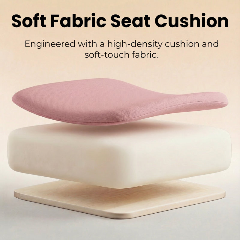 Chaise de bureau ergonomique Neeya, Base en plastique, Avec repose-tête, Rose