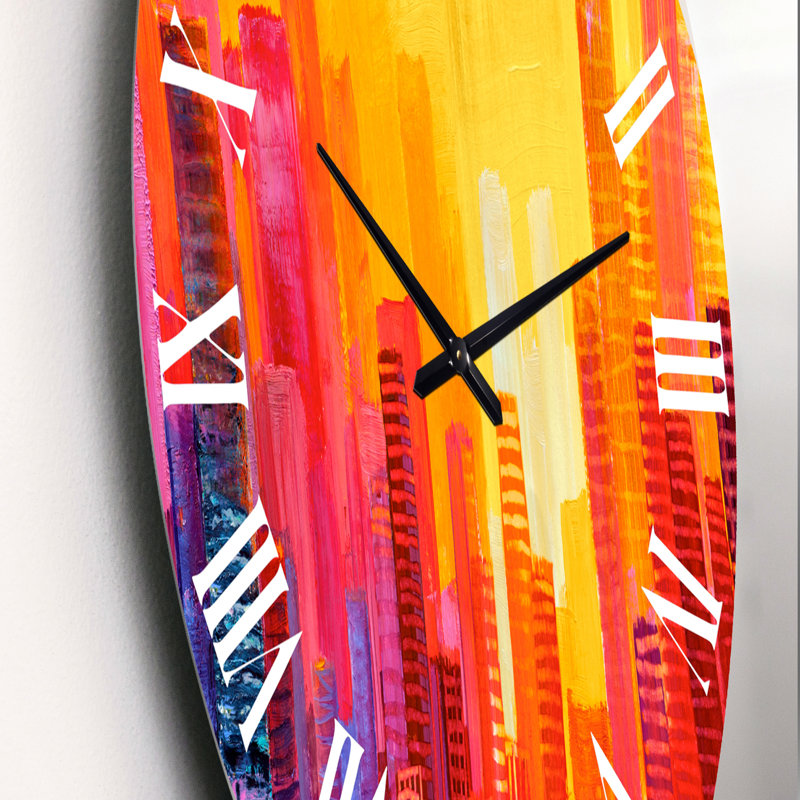 Paysage urbain de gratte-ciel dans la ville moderne IV - Horloge murale moderne, Moyen