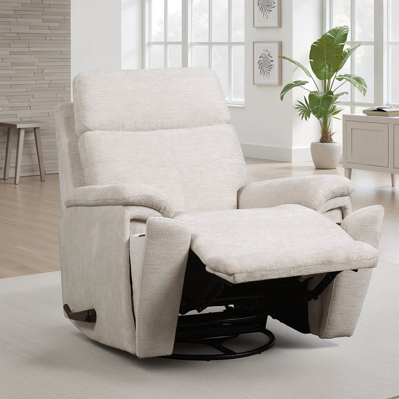 Rex Swivel Gliding Recliner With Power Headrest & Lumbar, Handle-Activated