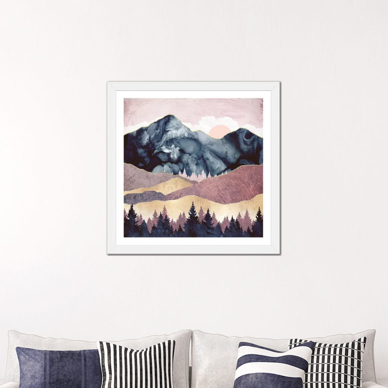 Mauve Vista - impression d'art graphique, Blanc, H 24 po x l 24 po x p 1 po, Papier encadré blanc