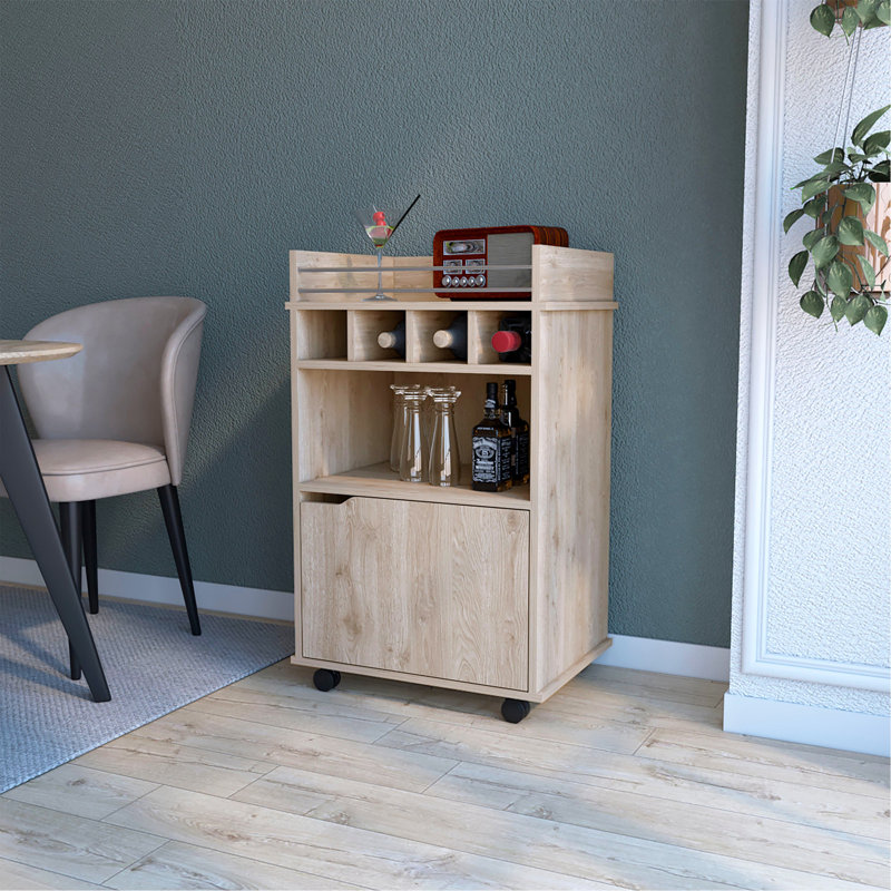 Charmant chariot-bar à 1 porte pour recevoir et organiser vos invités avec style, Brun