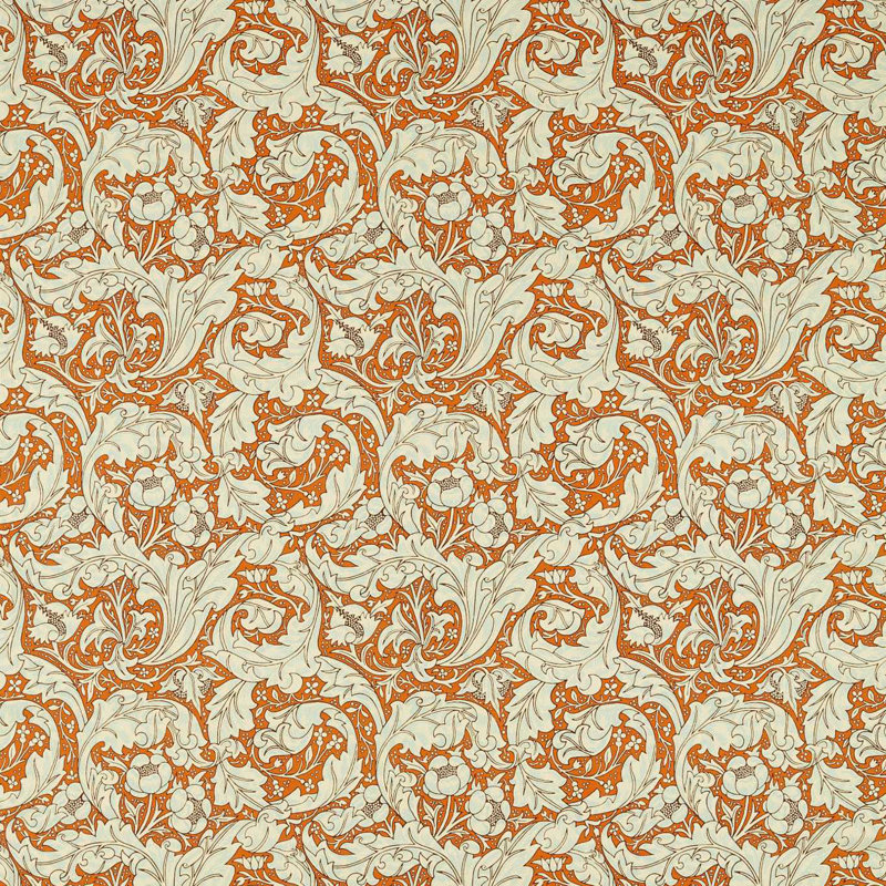 Bachelors Button Fabric, Burnt Orange/Sky