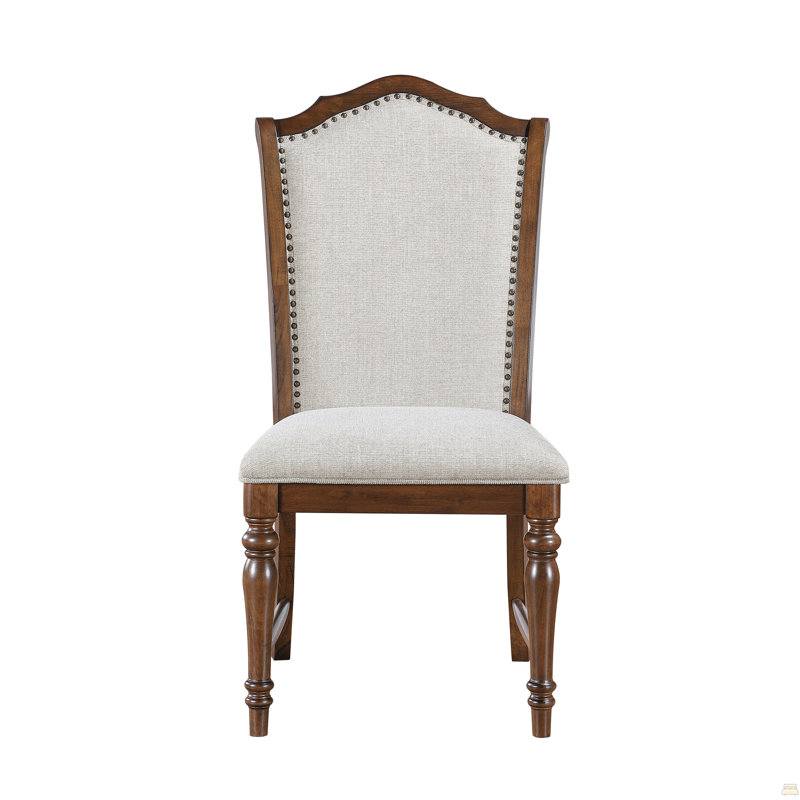 Ensemble de 2 chaises d'appoint en bois à finition cerisier avec garniture cloutée