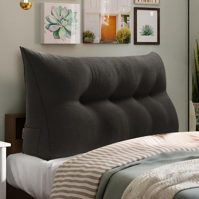 Coussin de tête de lit confortable, Lit double, Gris foncé