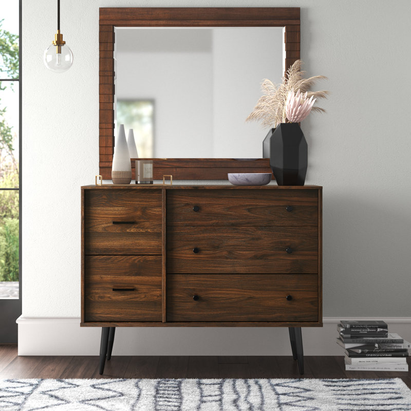 Commode 5 tiroirs Caybree, Noyer foncé