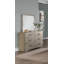 Commode classique en contreplaqué fini argent antique avec miroir et 6 tiroirs de rangement