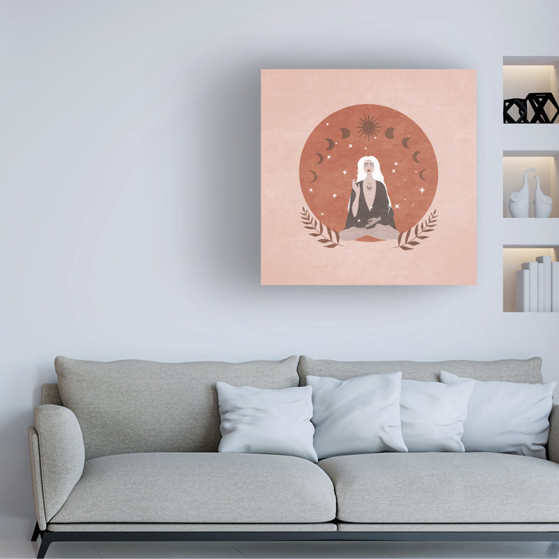 Œuvre d'art sur toile, l'encadré bolognais, méditation, Beyaz Sacli Kadin, H 14 po x l 14 po