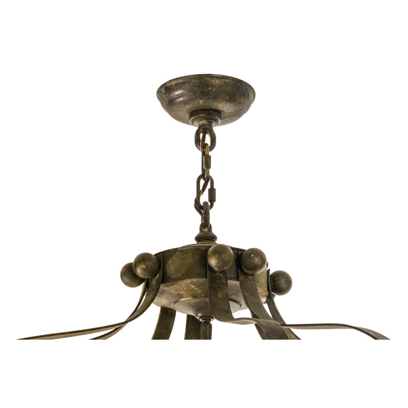 Citadel 46" Organic Rust Lantern Chandelier with Clear Seeded Glass