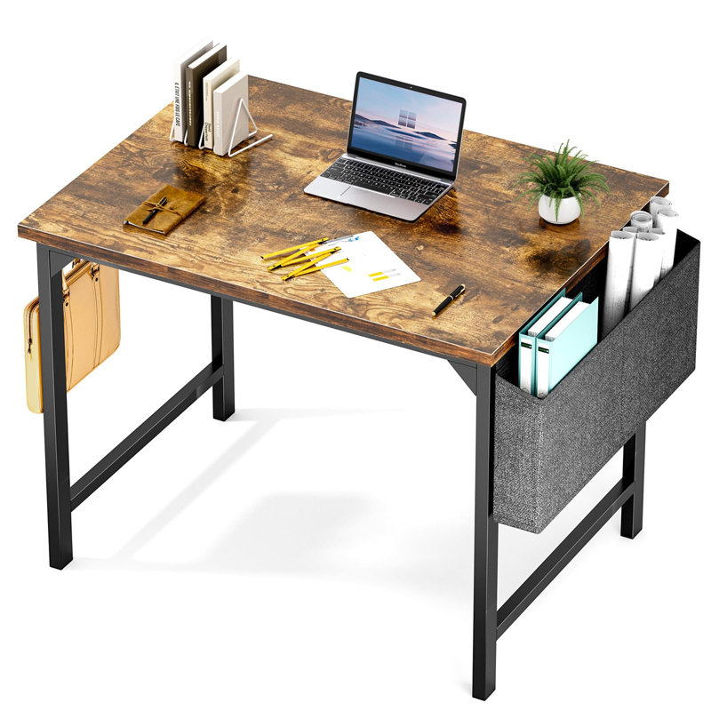 32 Inch  Computer Office Desk, Brown/Black