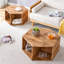Table basse hexagonale au look moderne - couleur bois, agencement de rangement pratique, tailles variées, rangement, structure stable