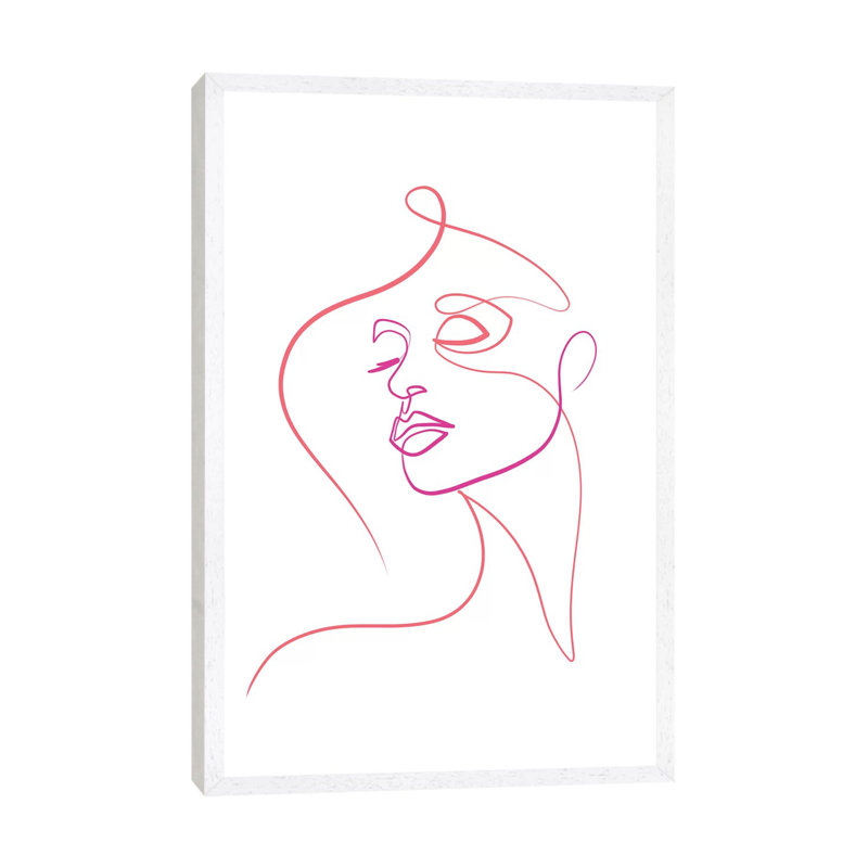 Femme Face I by Dane Khy - Print on Canvas, 101.6cm H x 66.04cm W x 3.81cm D, White Framed