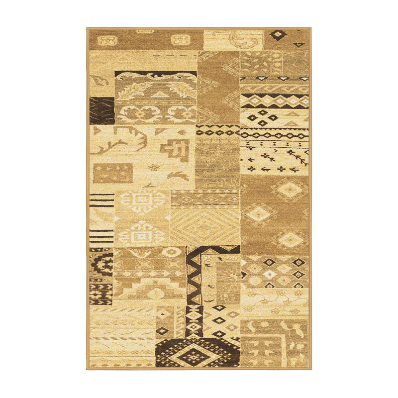 Tapis contemporains brun lavable à la machine 2628, Rectangle 2 pi x 3 pi