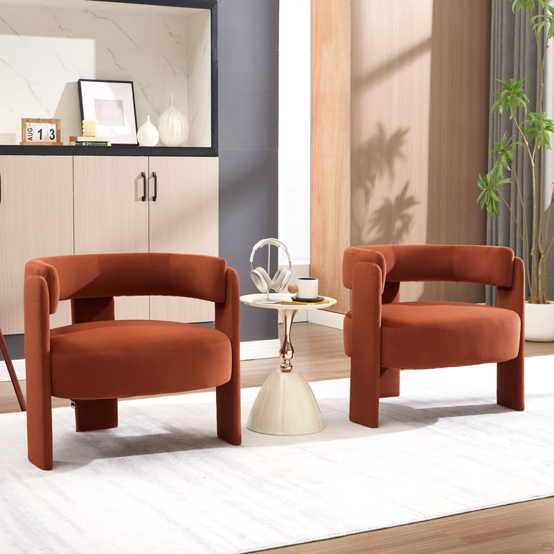 Fauteuil d'appoint pour le salon, fauteuil en velours confortable et fauteuil Mid-Century moderne avec pieds en bois