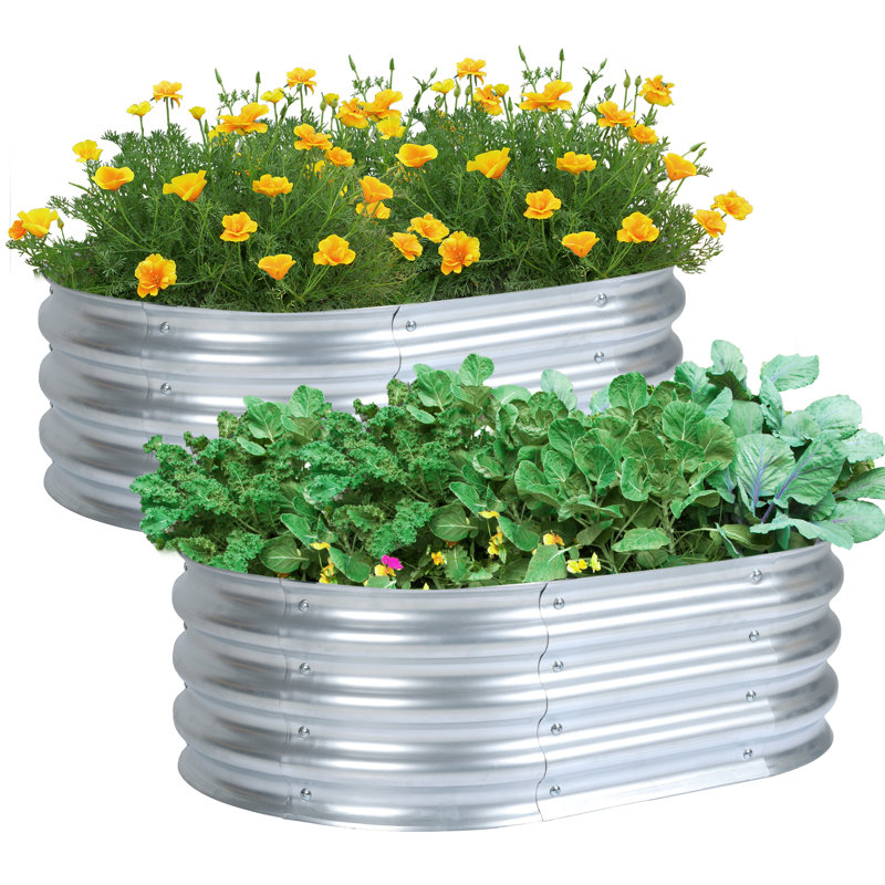 Lit de jardin surélevé galvanisé argent, H 11,81 po x l 35,34 po x P 23,62 po
