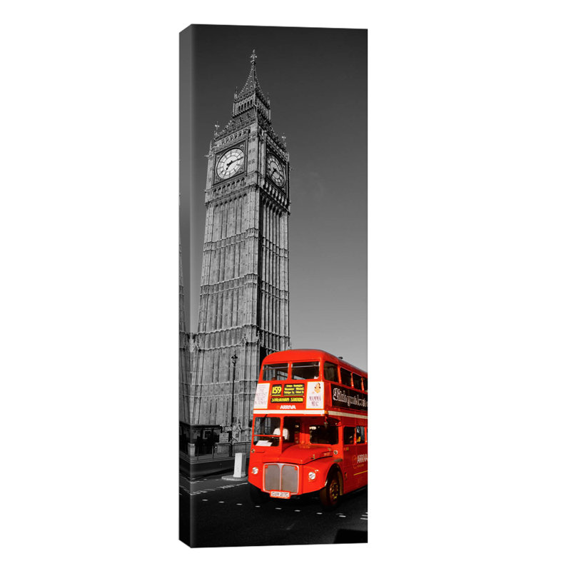 Big Ben, London, United Kingdom Colour Pop - No Frame Panoramic Print on Canvas, 121.92 cm H x 40.64 cm W x 1.91 cm D