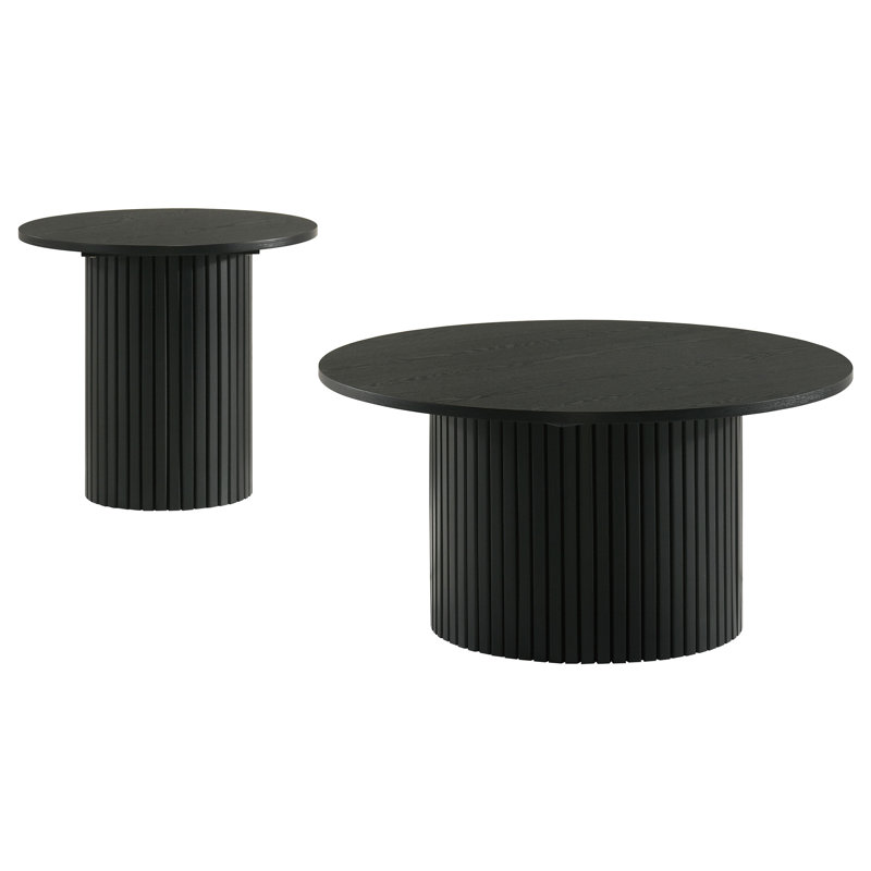 Ensemble de tables basses et de tables de bout Wanesha, Noir, 2 pièces: table basse, table de bout