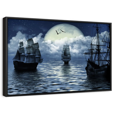 Vieux bateau à voile, reproduction sur toile