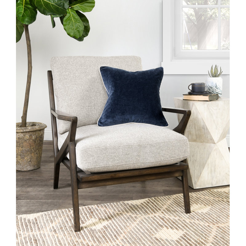 Harriet Cotton Throw Pillow, Navy, Square 18"