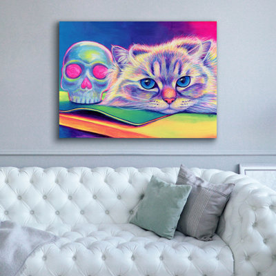 Art mural épique «Himalayan Cat With Skull» par Rebecca Wang, toile épique, 24 po x 20 po