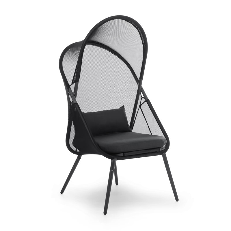 Steel Outdoor Armless Lounge Chair, Black, Black
