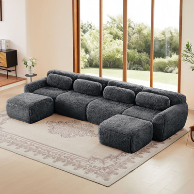 Canapé en forme de U sans os 32D haute densité, conception de fond antidérapante sans assemblage requis Conception ergonomique Combinaison gratuite à compression complète pour les salons, les études