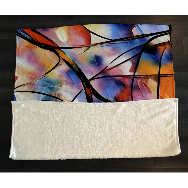 Throw Blanket, 51" W x 60" L, Marble/Abstract, Blue/Pink/Orange