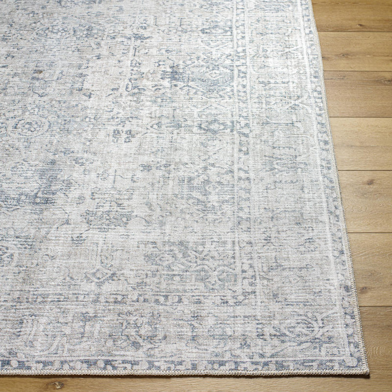 Pom Denim/Light Slate Area Rug, Rectangle 6'7" x 9'