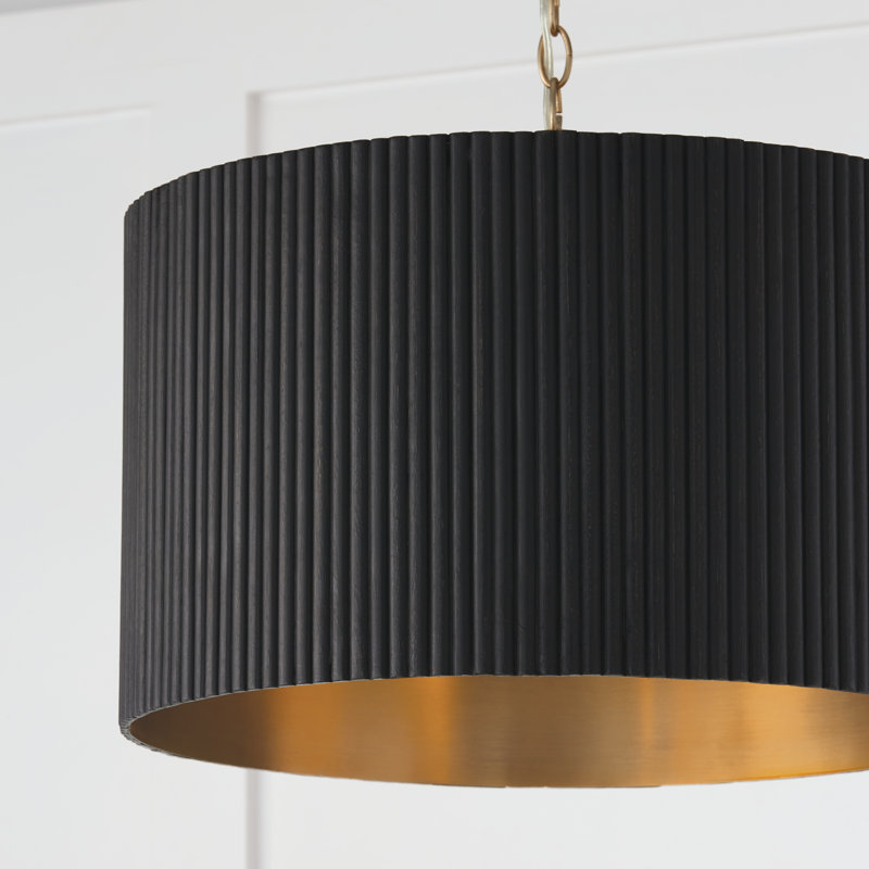 Donovan 3 - Light Gold Drum Pendant, Black